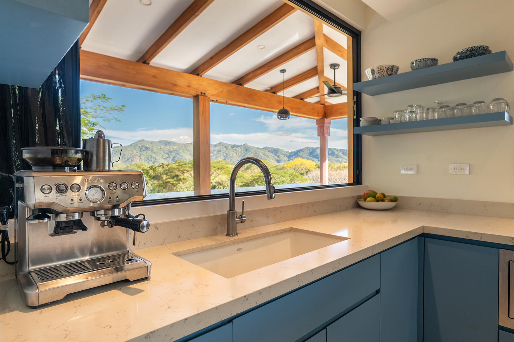 kitchen sink and mountain view — The Sanctuary Estate, Nosara, Costa Rica