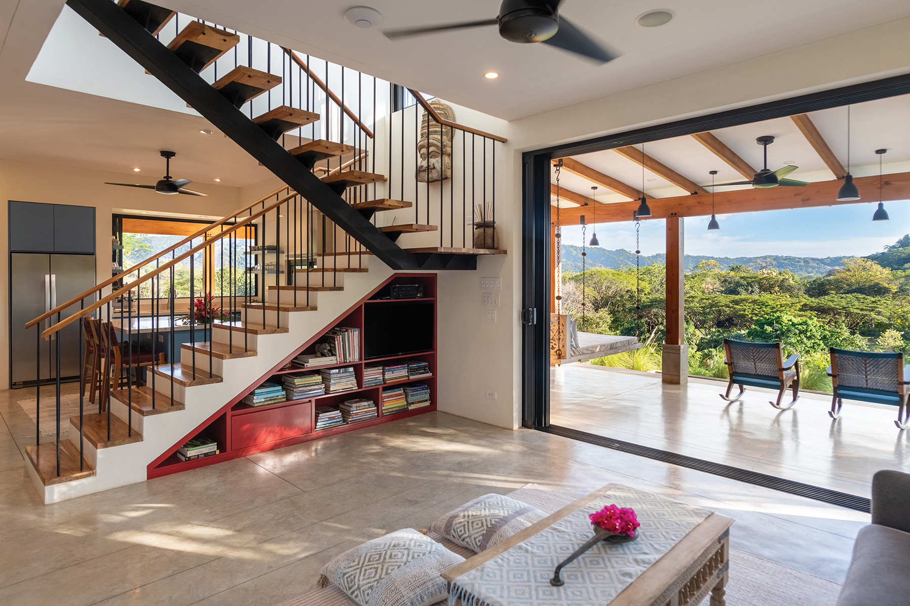 great room and terrace view — The Sanctuary Estate, Nosara, Costa Rica