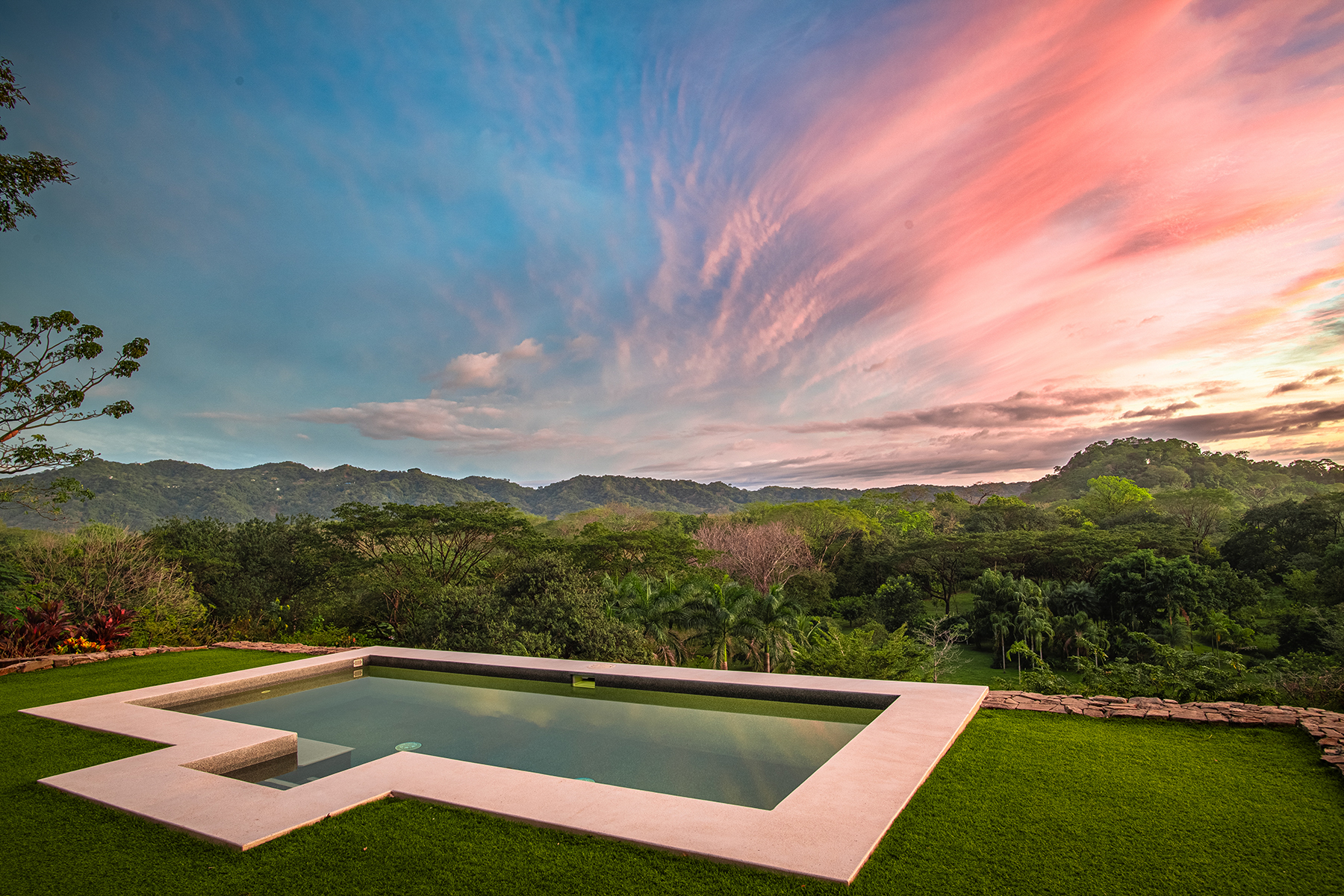 pool sunset mountain view — The Sanctuary Estate, Nosara, Costa Rica
