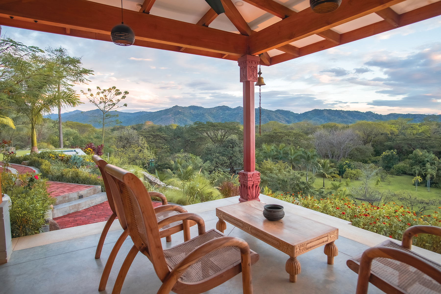 A veranda view over the Nosara valley at The Sanctuary Estate, Costa Rica