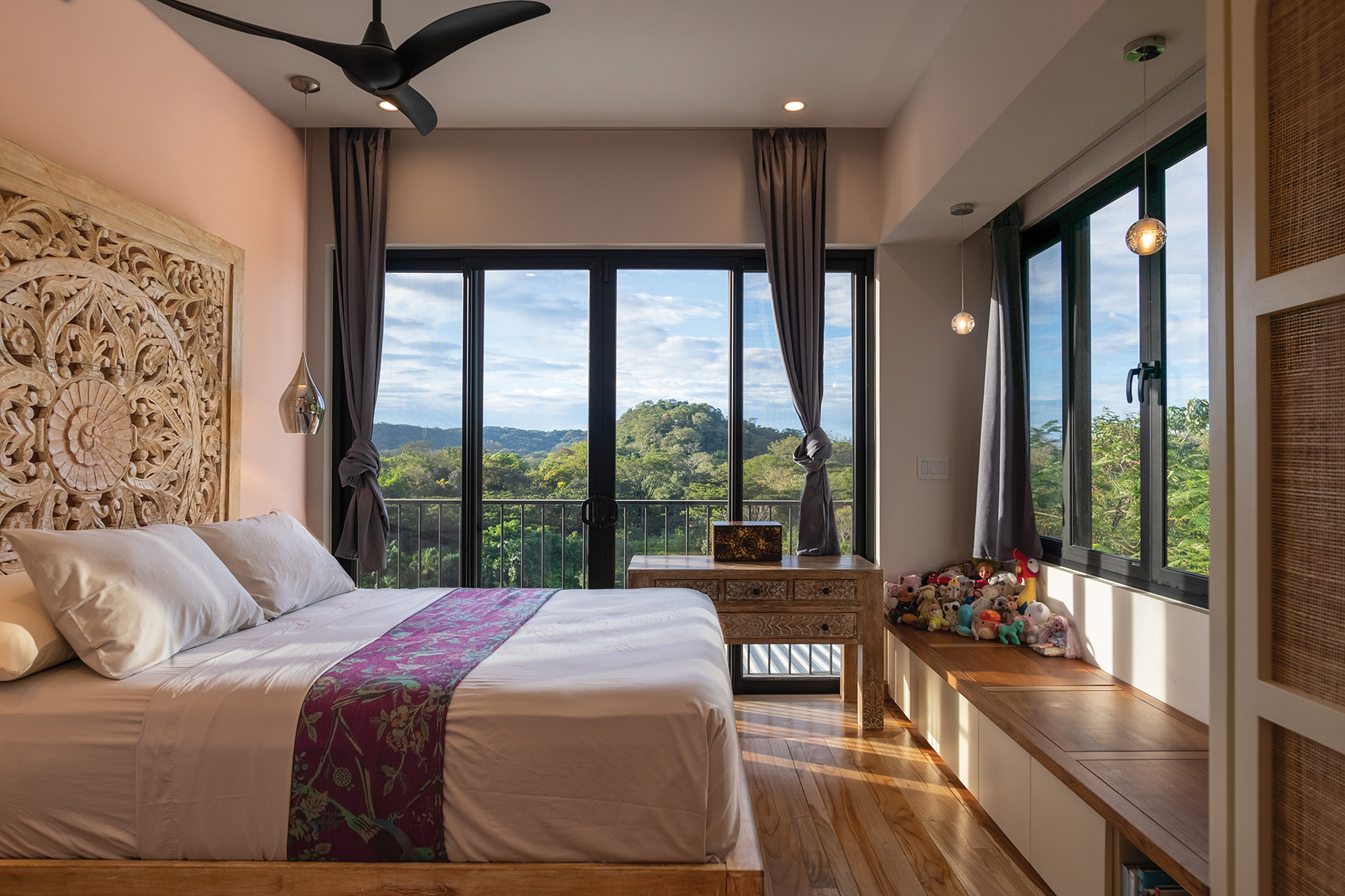 Bedroom window bench valley view