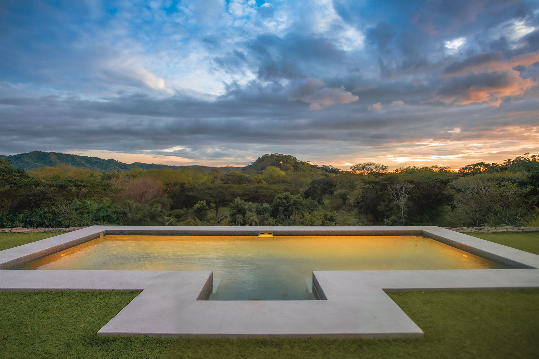 Pool golden hour dusk