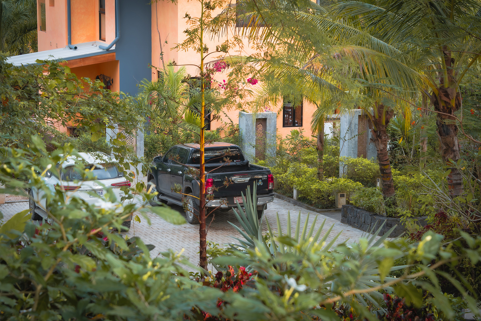 The gravel drive and prepared grounds at The Sanctuary Estate, Nosara, Costa Rica
